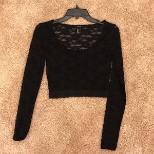 Forever 21 Black Lacy Crop Top